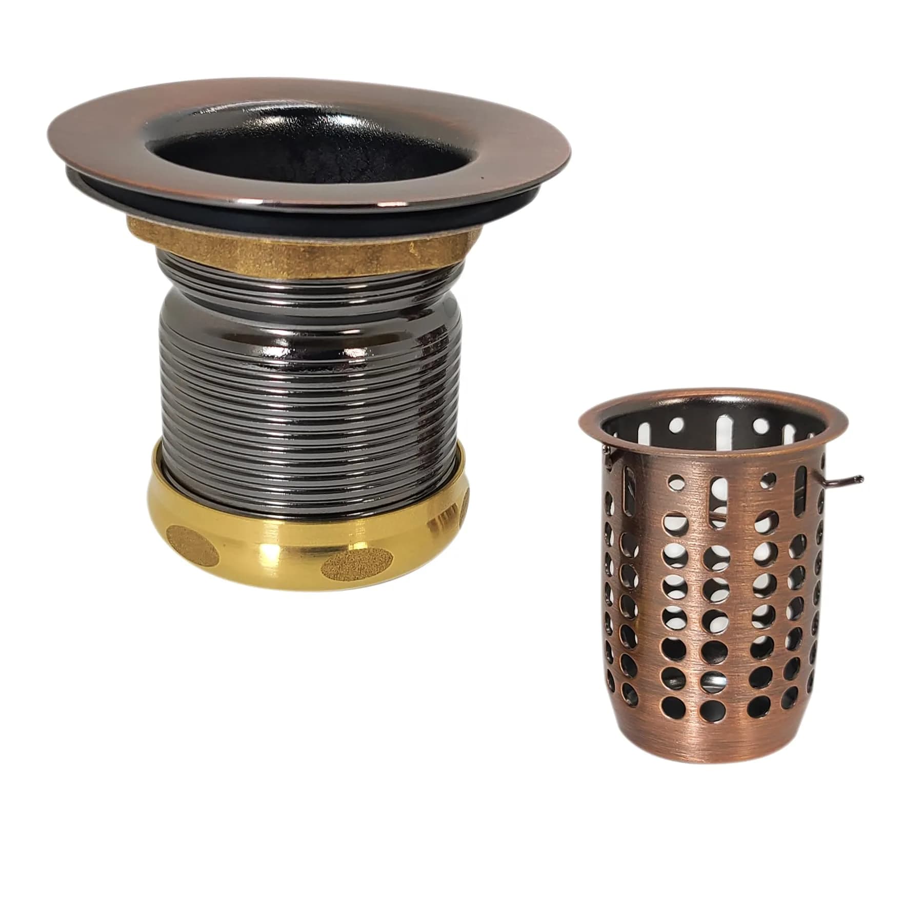 Westbrass Junior Basket Style Bar Sink Strainer White 2.63 in. Assembly Height | Solid Brass Construction — Satin Nickel