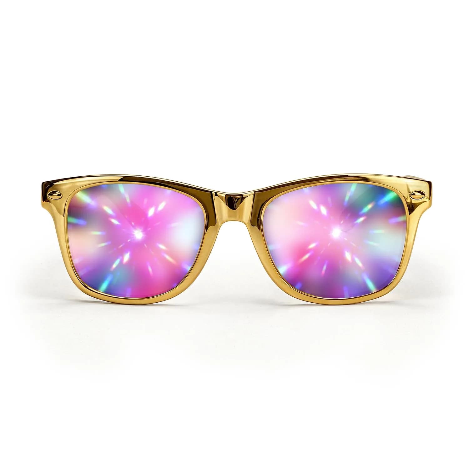 GloFX Ultimate Diffraction Glasses - Black Frame, Rainbow Lens | Lightweight & Durable — Gold / Line