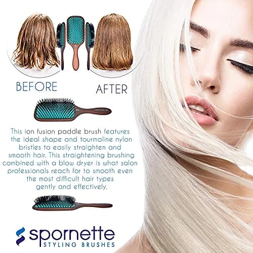 SPORNETTE Ion Fusion Paddle Hair Brush, Ionic Nylon Bristles - For Detangling, Straightening & Smoothing, Medium to Long Hair - All Hair Types For Men, Women and Children | Ionic Nylon Bristles thumbnail 7