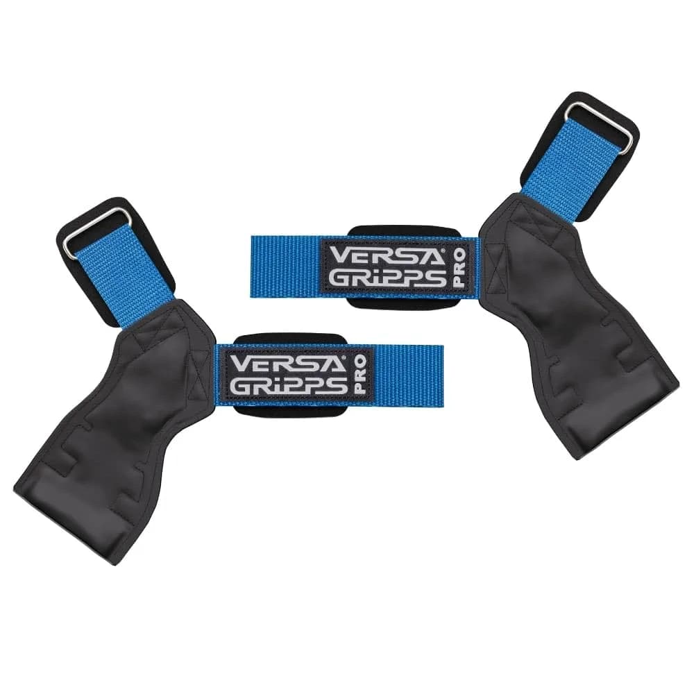 Versa Gripps PRO Wrist Straps M/L 16cm (6.3in) | USA-Made Weightlifting Grip Support — Blue Pacific/Black