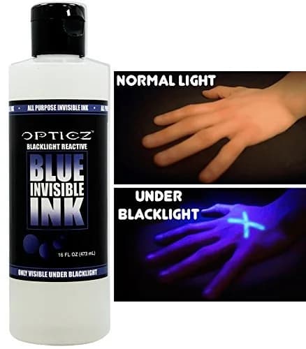 Opticz All Purpose Invisible Blue UV Blacklight Reactive Security Ink 473ml (16 fl oz) | Glows Bright Blue Under Blacklight thumbnail 2