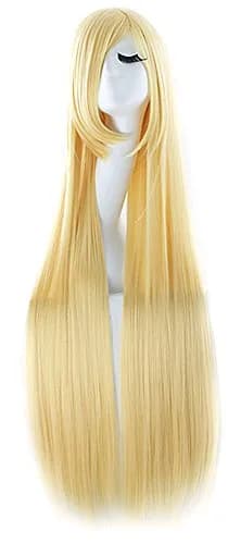 MapofBeauty 40 Inch Oblique Bangs Anime Long Straight Wig, Blonde | High Temp Fiber, Adjustable Cap thumbnail 1