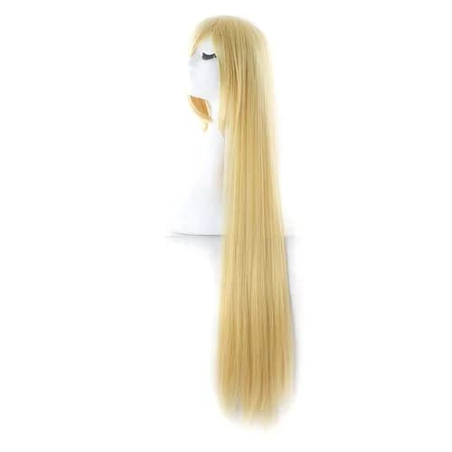 MapofBeauty 40 Inch Oblique Bangs Anime Long Straight Wig, Blonde | High Temp Fiber, Adjustable Cap thumbnail 2