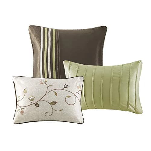 Madison Park Comforter Set King | Floral Faux Silk Embroidered 7PC | All Season thumbnail 5