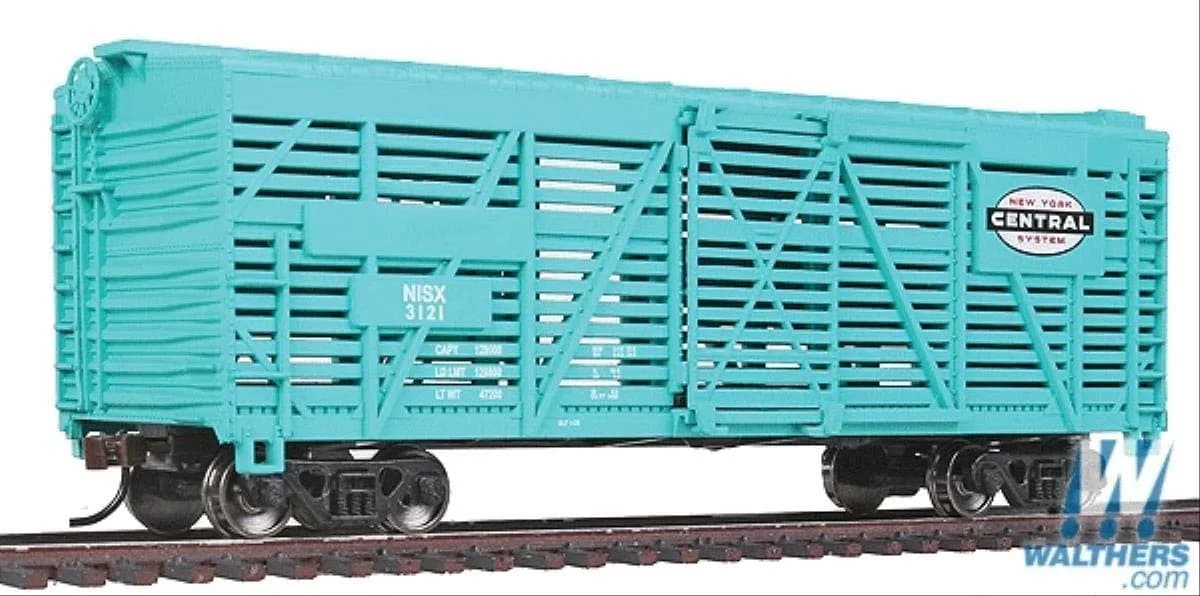 Walthers Trainline HO Scale Stock Car 40' Jade Green | Ready-to-Run Model Railroad Freight Car — New York Central