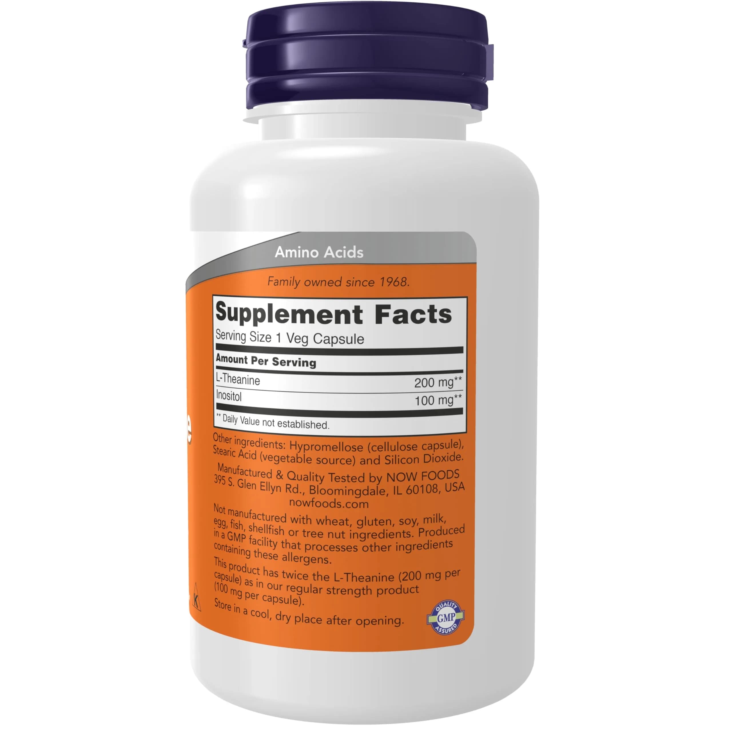NOW Foods L-Theanine 200 mg with Inositol Veg Capsules (120 Count) | Stress Management & Relaxation - view 2