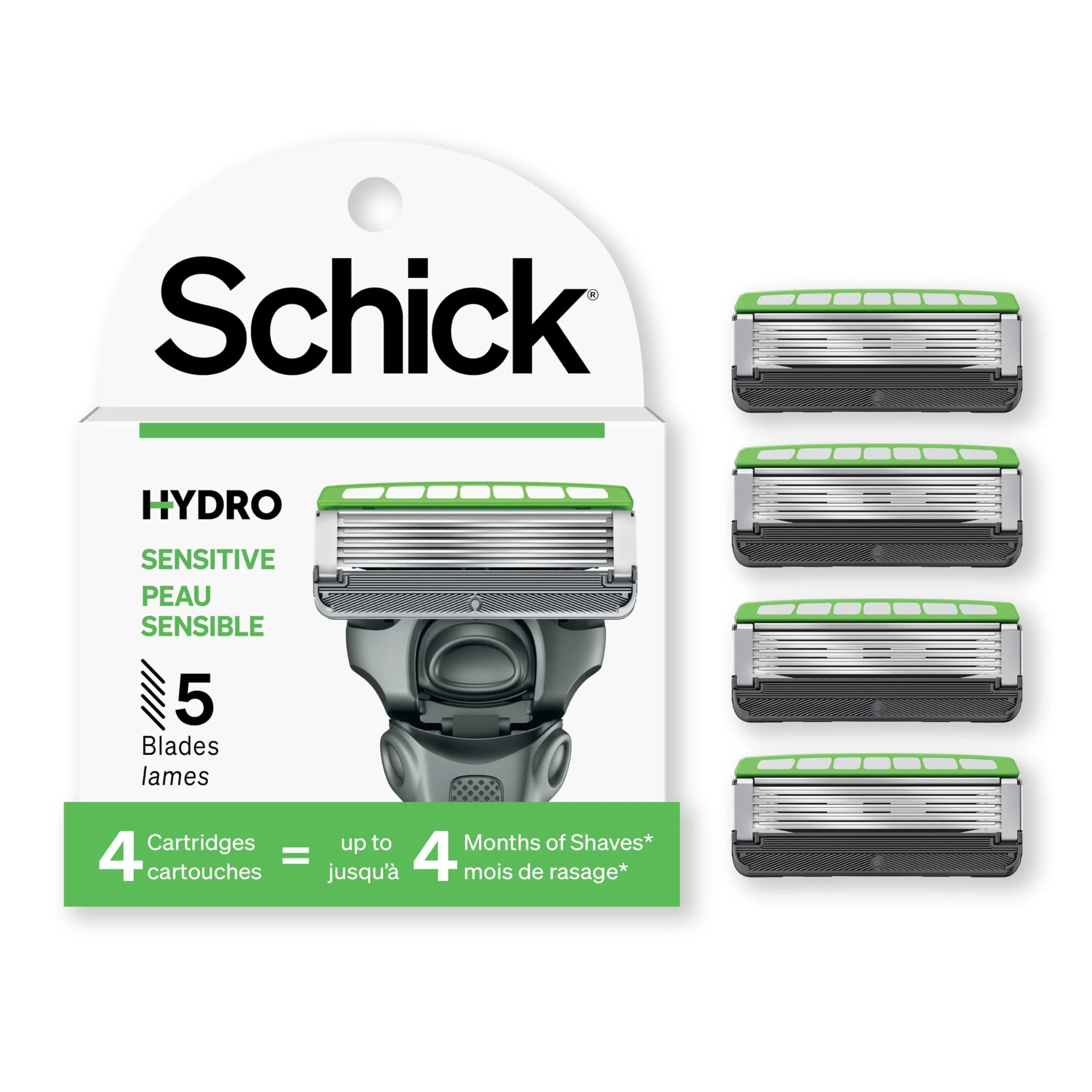 Schick Hydro 5 Sense Sensitive Skin Razor Refills for Men, 4 Count | 5-Blade System with Skin Guards - main product image