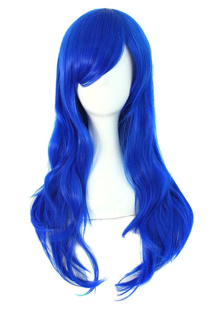 MapofBeauty 28" Curly Hair Ends Costume Wig Navy Blue | Long, Heat-Resistant Synthetic