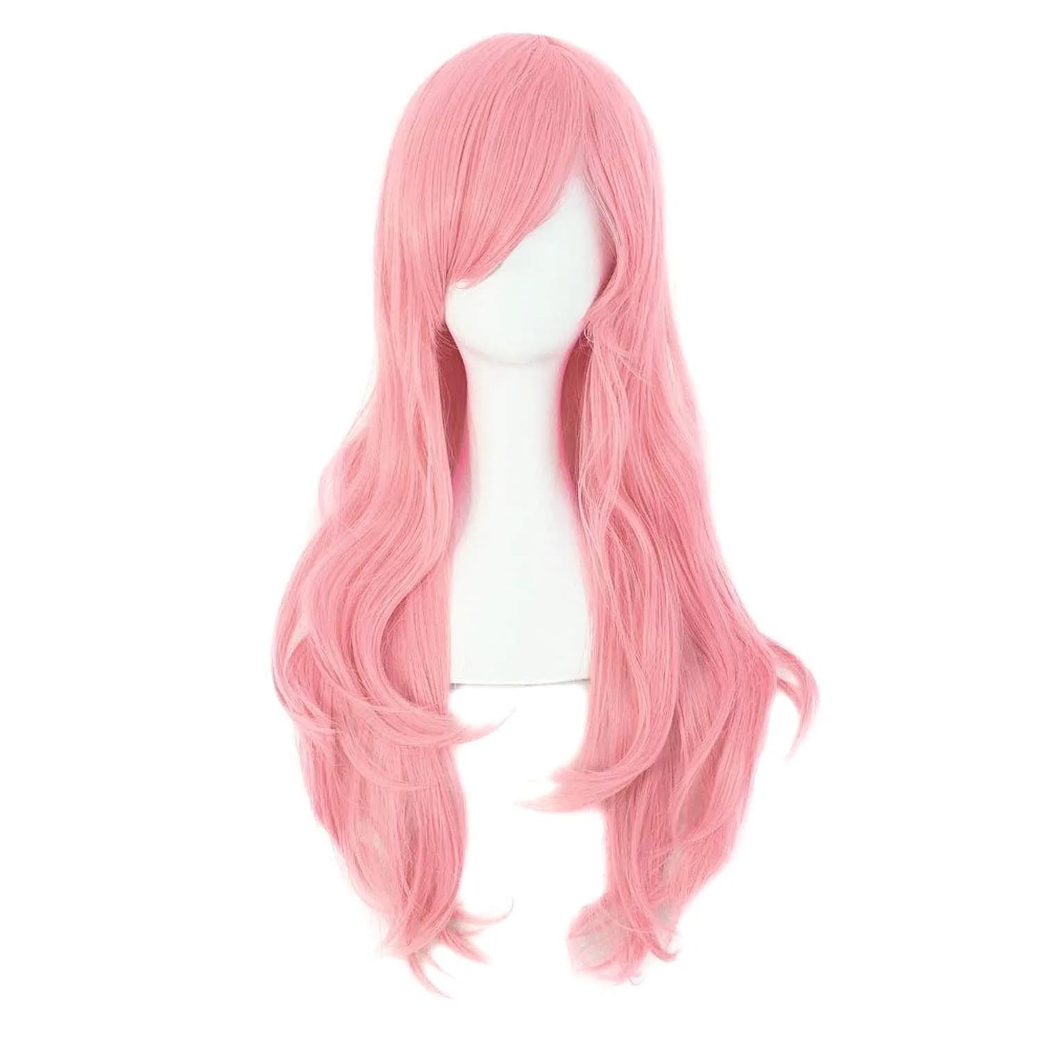MapofBeauty 28 Inch Long Curly Hair Costume Cosplay Wig, Pink | 70cm Synthetic Wig for Women