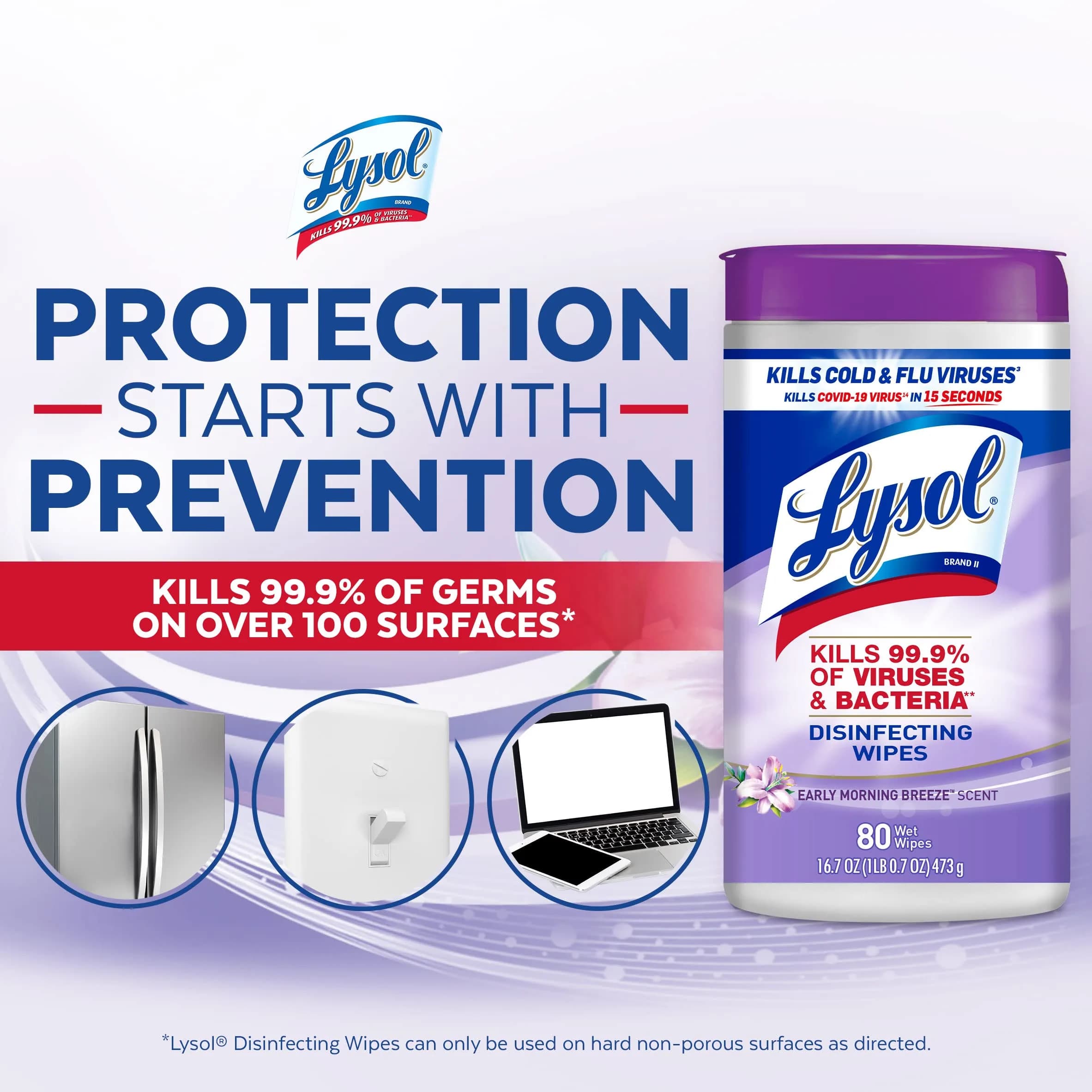 Lysol Disinfectant Wipes, Multi-Surface Antibacterial Cleaning Wipes, 480 Count (Pack of 6) | Kills 99.9% of Viruses & Bacteria - view 5