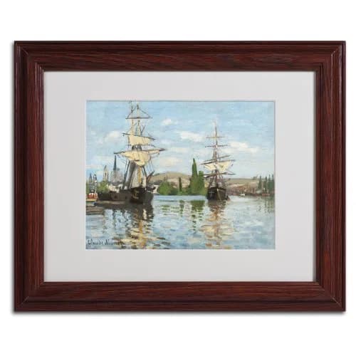 Trademark Fine Art Ships Riding on The Seine Canvas Wall Art 11x14-Inch | Claude Monet Impressionist Landscape thumbnail 2