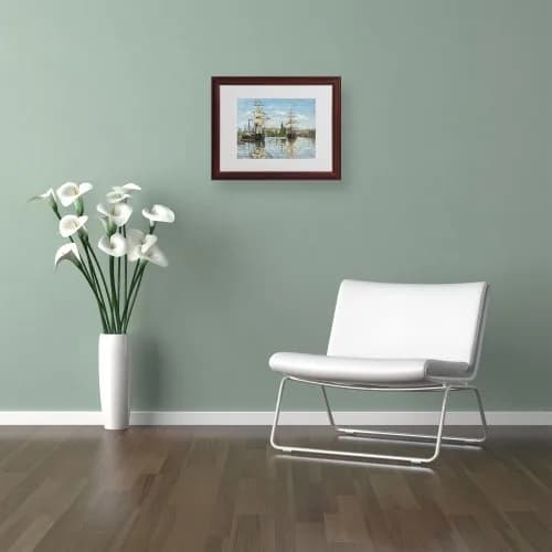 Trademark Fine Art Ships Riding on The Seine Canvas Wall Art by Claude Monet with Wood Frame, 16 by 20-Inch | Impressionist Landscape thumbnail 3