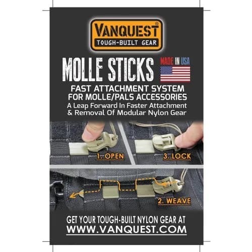 VANQUEST 5" MOLLE Sticks (4 Pack) Wolf Gray | Quick-Release PALS Webbing Attachments thumbnail 3
