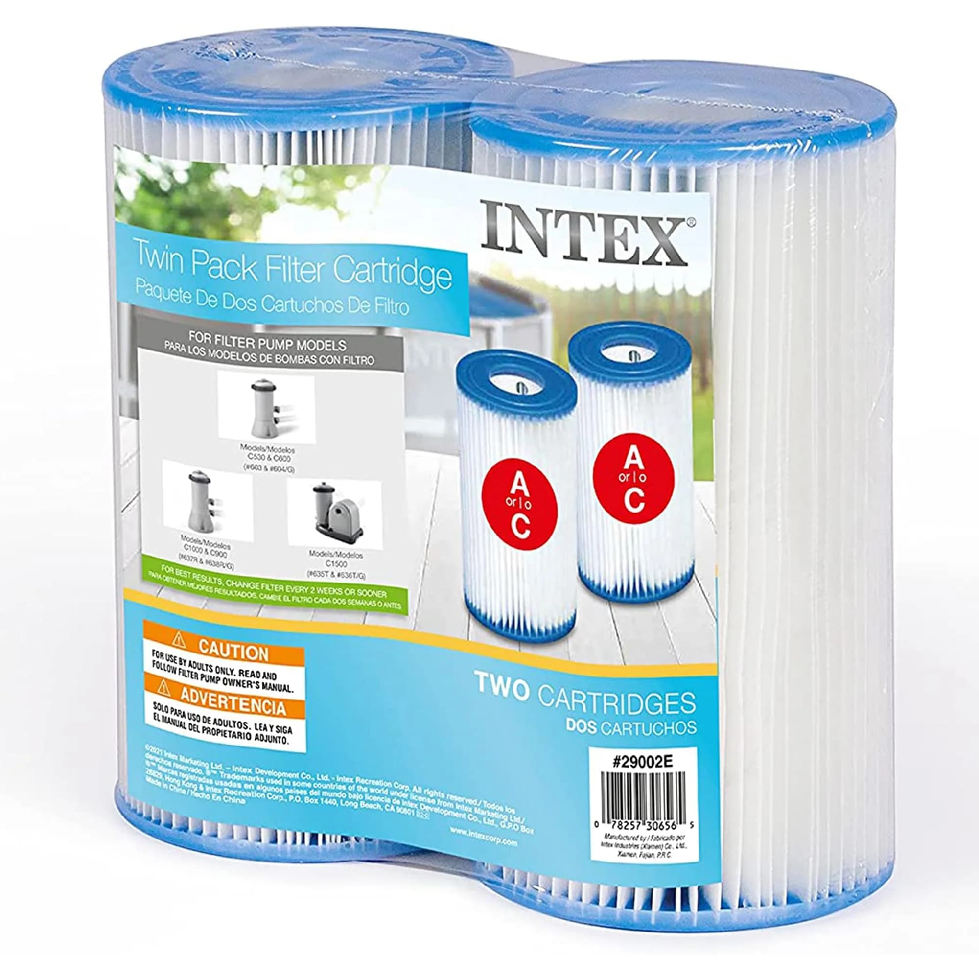 Intex Type A Pool Filter Cartridge 2 Pack | Easy-to-Clean Dacron Paper for Efficient Filtration - main product image