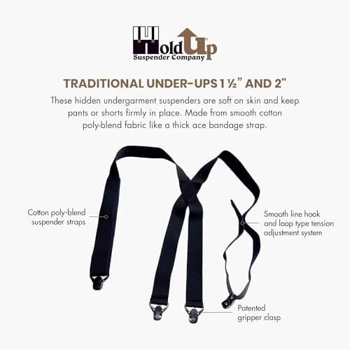 Hold-Up Suspender Co. Tan XL 2-Inch X-Back Under-Ups Suspenders | Airport Friendly Hidden Wear thumbnail 2