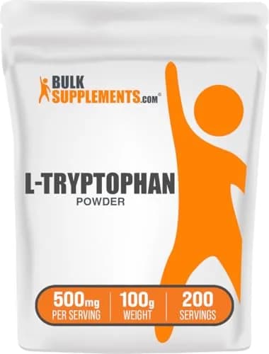 BulkSupplements L-Tryptophan Powder 500mg | Gluten Free, 100g | Supports Sleep & Mood thumbnail 1