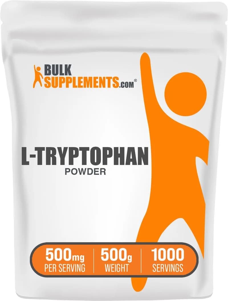 BulkSupplements L-Tryptophan Powder 500mg | Gluten Free, 500g (1.1 lbs) | Supports Sleep & Mood — 1.1 Pound