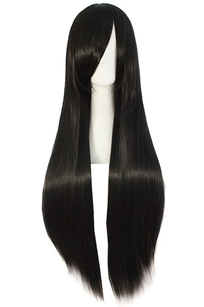 MapofBeauty Black Anime Cosplay Wig | 80cm (32 Inch) Long Straight Heat Resistant Synthetic Fiber — Black