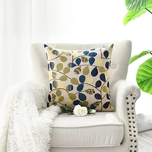 CaliTime Decorative Throw Pillow Cover 18 x 18 Inches | Luxurious Chenille Leaf Design thumbnail 4