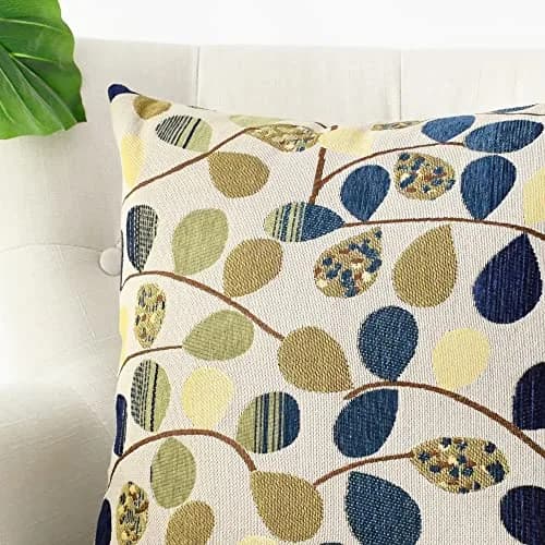 CaliTime Decorative Throw Pillow Cover 18 x 18 Inches | Luxurious Chenille Leaf Design thumbnail 6