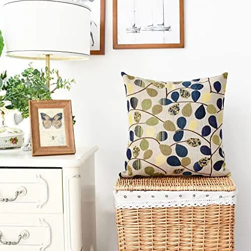 CaliTime Decorative Throw Pillow Cover 18 x 18 Inches | Luxurious Chenille Leaf Design thumbnail 2