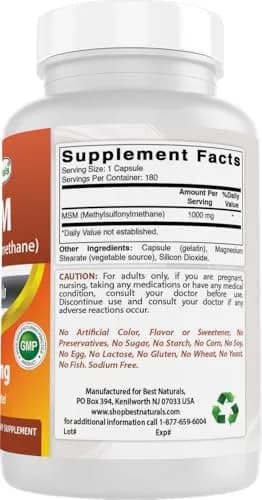 Best Naturals MSM 1000 mg 180 Capsules | Supports Bone & Joint Health, USA Import thumbnail 6