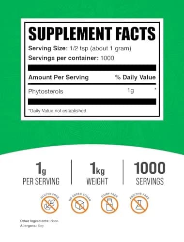 BulkSupplements Phytosterols Powder - Beta Sitosterol Supplement, Gluten Free, 1g per Serving, 1kg (2.2 lbs) thumbnail 2