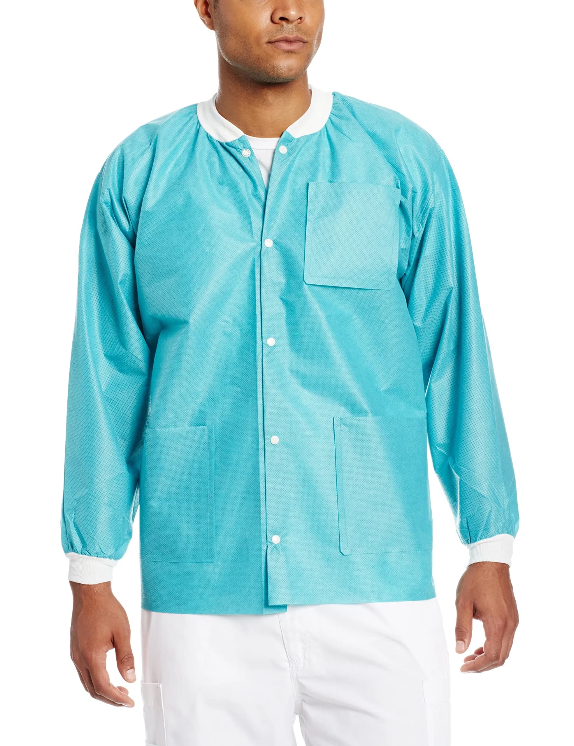 VALUMAX Extra-Safe Wrinkle-Free Disposable SMS Jacket 2XL | Noble Look, Teal, Pack of 10