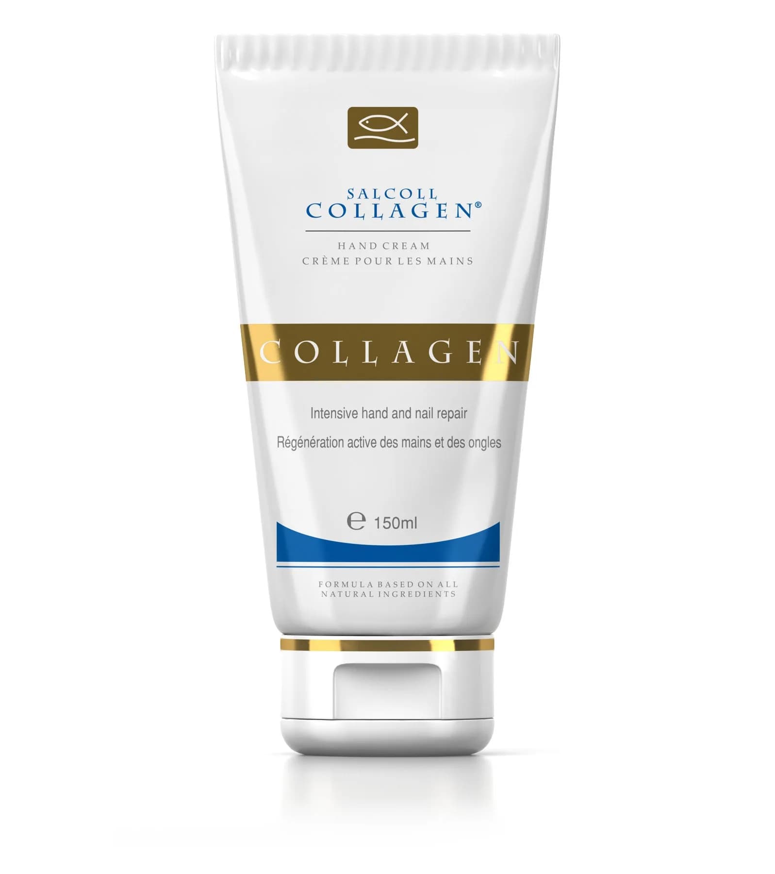Salcoll Pure Bioactive Anti-Aging Collagen Repair Hand Cream 150ml (5.1 Fl Oz) | Hypoallergenic Moisturizer for Dry Skin — White
