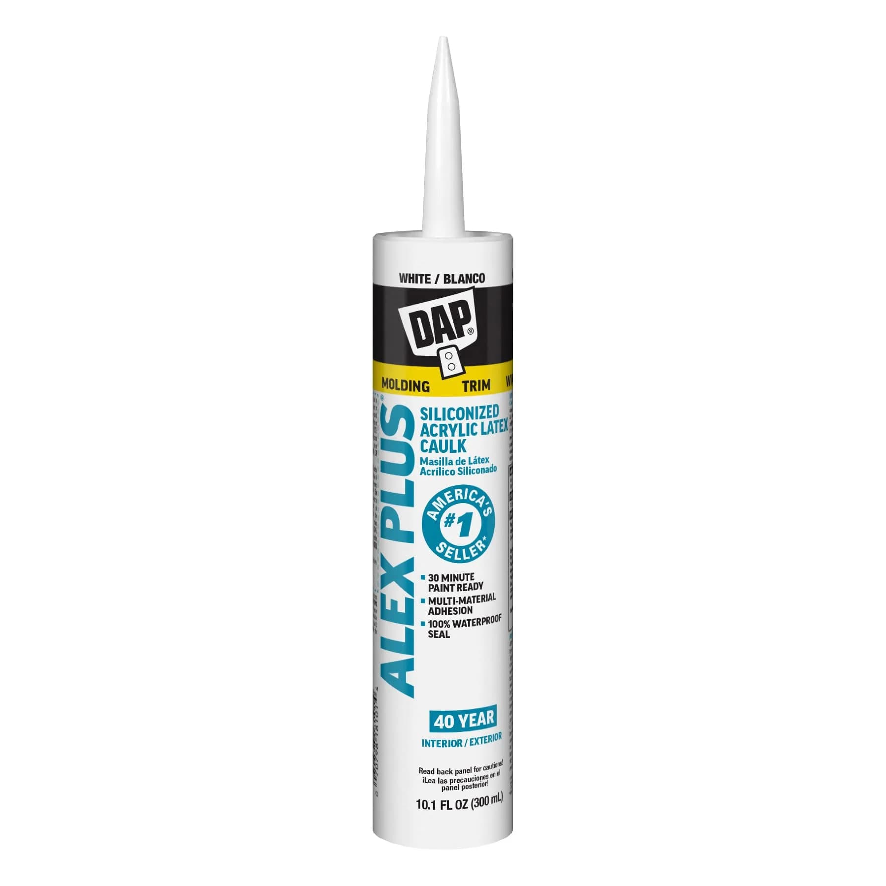 DAP Alex Plus Acrylic Latex Caulk with Silicone 298 ml (10.1 fl oz) | Crack-Proof Seal for Trim, Doors, Windows - main product image