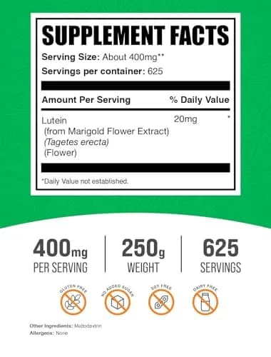 BulkSupplements.com Lutein Powder 250g from Marigold Extract | Eye Support & Antioxidant (70-120 chars) thumbnail 2