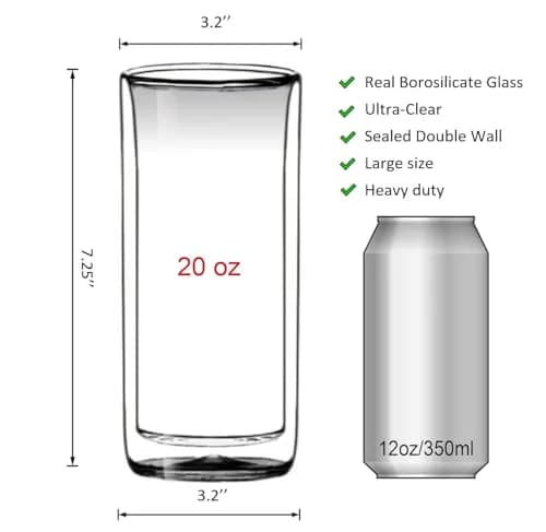 Sun's Tea 20oz Double Wall Insulated Thermo Glass Tumbler Set of 2 | Heavy-Duty, Versatile & Safe for Hot & Cold Drinks thumbnail 4