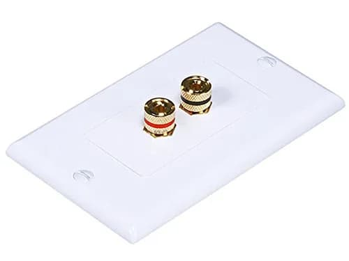 iMBAPrice Wall Plate with 2 Connectors | Premium Banana Plug Binding Post for Speakers white thumbnail 2