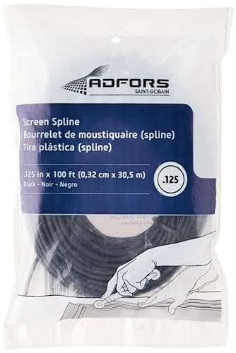 Saint-Gobain ADFORS Black Spline 3.18mm (0.125 in) x 30.48m (100 ft) | Secures Screen into Frame Channel thumbnail 1