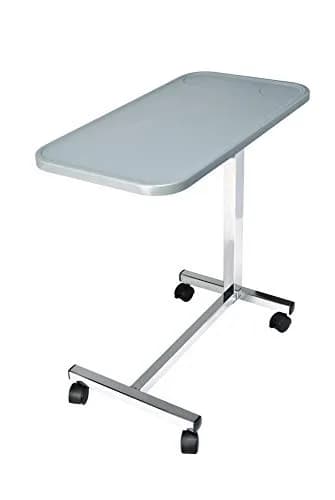 Graham-Field Lumex Overbed Table with Wheels | Height Adjustable Bedside Table for Home or Hospital Use, Grey thumbnail 1