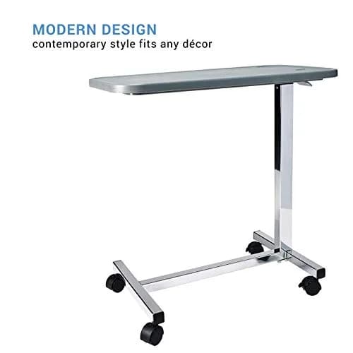 Graham-Field Lumex Overbed Table with Wheels | Height Adjustable Bedside Table for Home or Hospital Use, Grey thumbnail 2