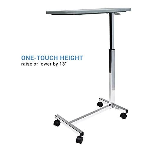 Graham-Field Lumex Overbed Table with Wheels | Height Adjustable Bedside Table for Home or Hospital Use, Grey thumbnail 3