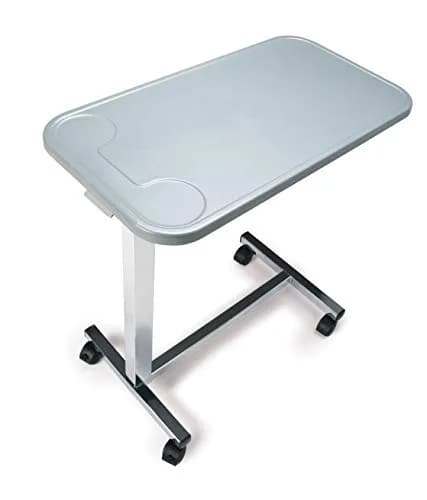 Graham-Field Lumex Overbed Table with Wheels | Height Adjustable Bedside Table for Home or Hospital Use, Grey thumbnail 4