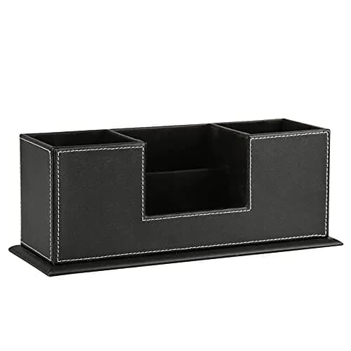 KINGFOM Double Holder Leather Desk Organizer 29.5cm (11.6in) | Organizes Pens, Phones, and Office Supplies thumbnail 5