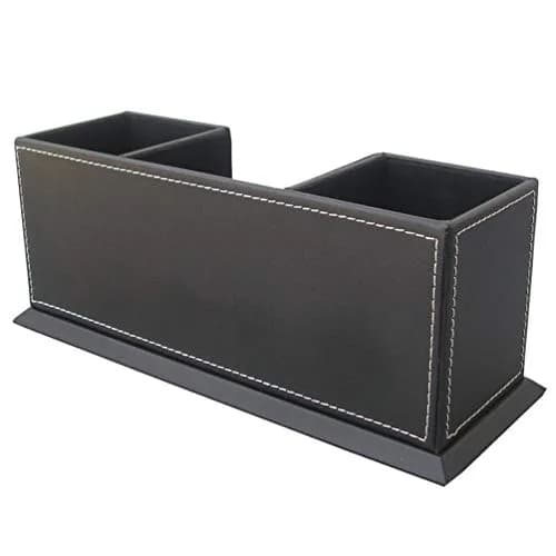 KINGFOM Double Holder Leather Desk Organizer 29.5cm (11.6in) | Organizes Pens, Phones, and Office Supplies thumbnail 9