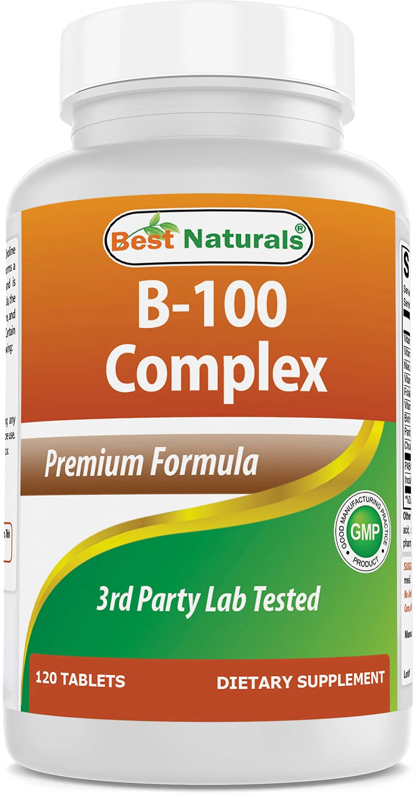Best Naturals B-100 Complex Vitamin Tablets 120 Count | Supports Cellular Energy Production — A Orange