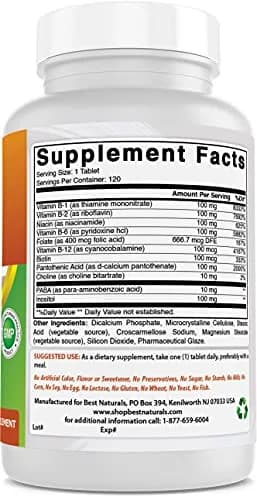 Best Naturals B-100 Complex Vitamin Tablets 120 Count | Supports Cellular Energy Production thumbnail 5
