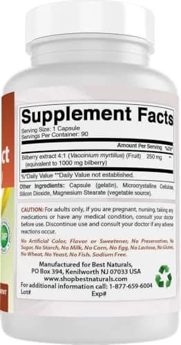 Best Naturals Bilberry Extract 1000mg Capsule (90 Count) | Supports Healthy Vision with 1000mg Per Capsule thumbnail 6