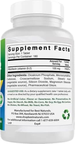 Best Naturals Vitamin B2 100 mg | Premium Riboflavin Tablets for Energy & Metabolism thumbnail 6