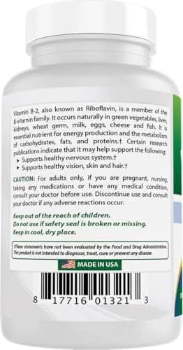 Best Naturals Vitamin B2 100 mg | Premium Riboflavin Tablets for Energy & Metabolism thumbnail 7
