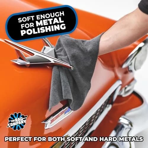 The Rag Company The Miner Detailing Towel, Grey, 16x16in | Edgeless Dual-Pile Microfiber for Metal & Glass thumbnail 5