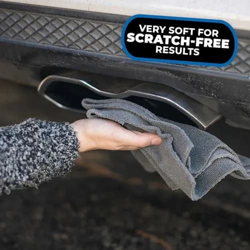 The Rag Company The Miner Detailing Towel, Grey, 16x16in | Edgeless Dual-Pile Microfiber for Metal & Glass thumbnail 8