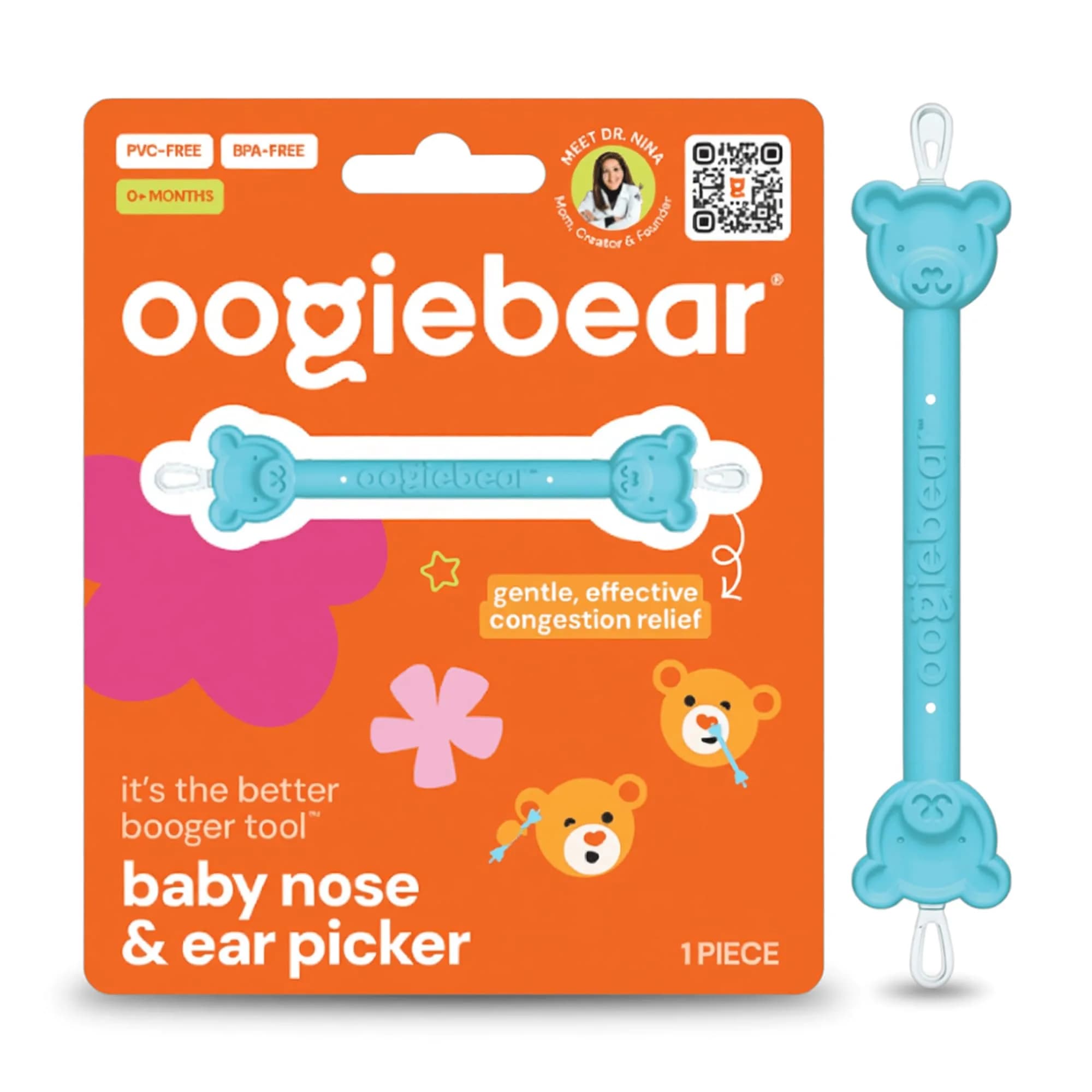 oogiebear Baby Nose & Ear Picker, Safe Booger Remover Tool, 1 Piece, Blue | Dual-Ended Gentle & Effective