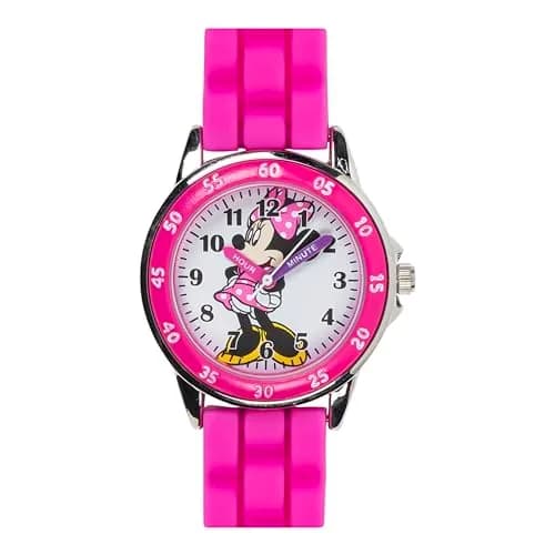 Accutime Disney Minnie Mouse Kids' Time Teacher Watch – Pink Rubber Strap, Analog Dial, 33mm Case | Educational Watch for Girls thumbnail 6
