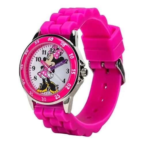 Accutime Disney Minnie Mouse Kids' Time Teacher Watch – Pink Rubber Strap, Analog Dial, 33mm Case | Educational Watch for Girls thumbnail 4